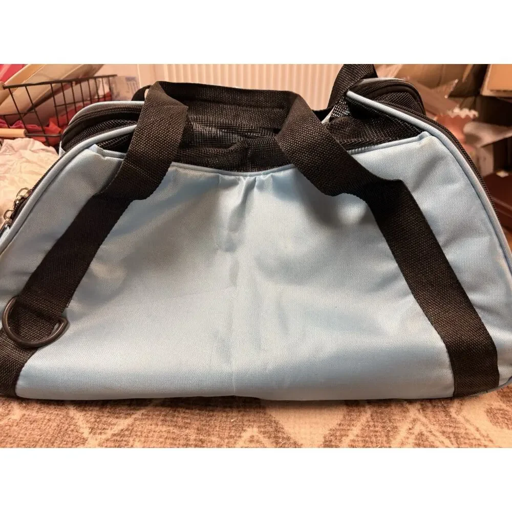 Pet Cat Carrier Airline Approved Soft-Sided Portable Small Blue Bag